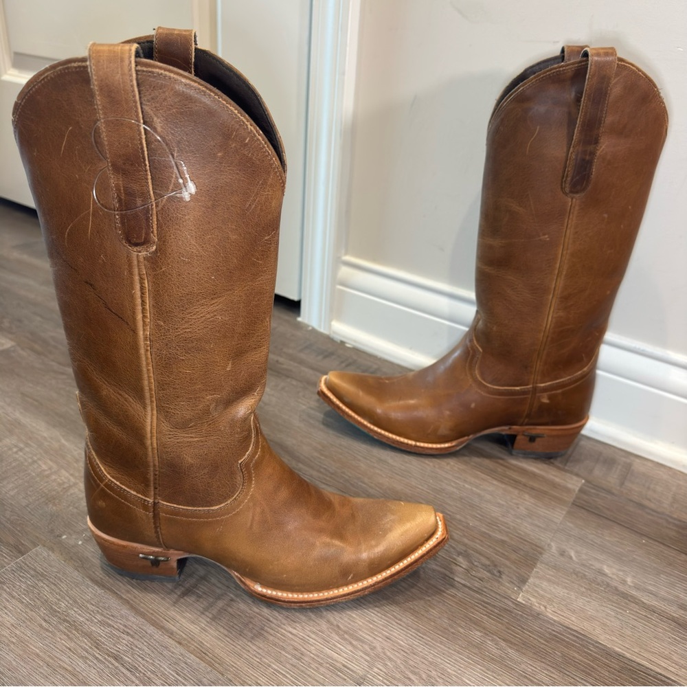 Lane Emma Jane Tall Western Leather Brown Boots - Picture 2 of 11